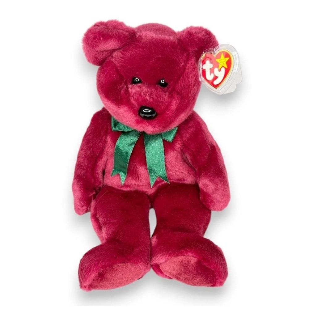 Teddy Cranberry Bear | Holiday Classic | Mint Heart Tag TY Beanie Buddy